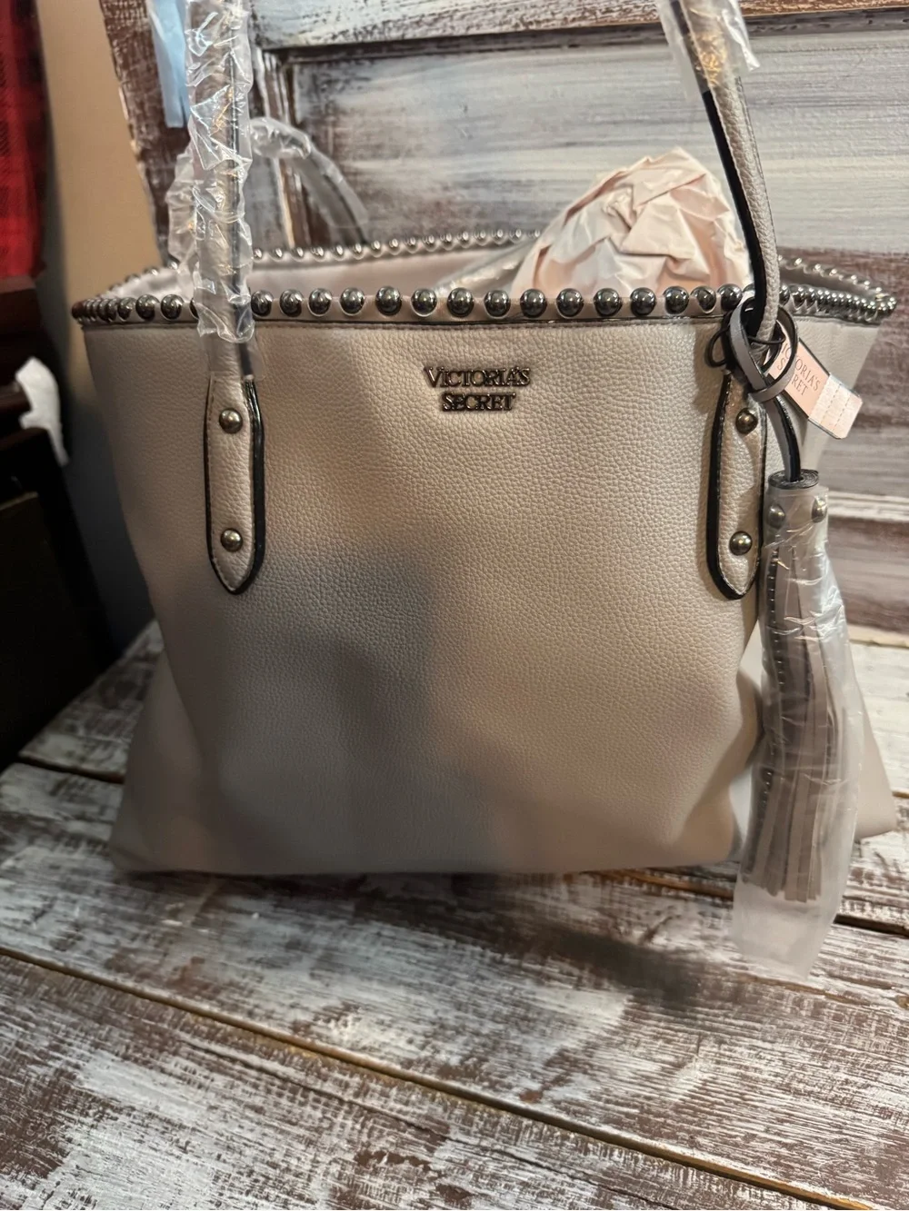 Victoria's Secret Taupe Studded Tote